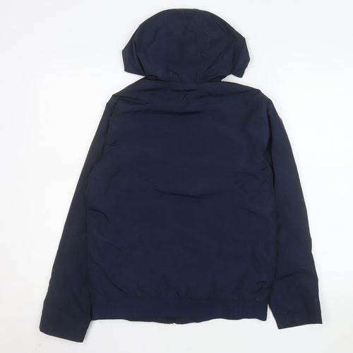 Hugo Boss Boys Blue Hooded Windbreaker Jacket 12 Years Polyester Full Zip