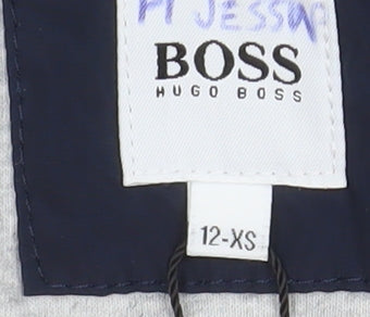 Hugo Boss Boys Blue Hooded Windbreaker Jacket 12 Years Polyester Full Zip