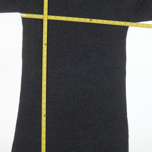 Monsoon Women Grey Shift Knit Dress Size S Half Sleeve Zip Back