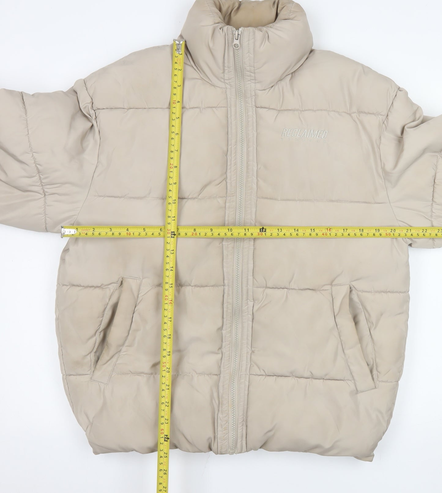 Reclaimed Vintage Women’s Beige XS Puffer Jacket Polyester Winter Style