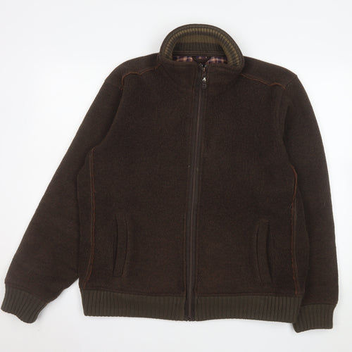 Marks and Spencer Mens Brown Fleece Zip Jacket M Blue Harbour