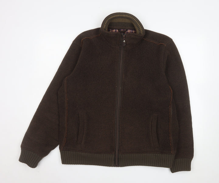 Marks and Spencer Mens Brown Fleece Zip Jacket M Blue Harbour