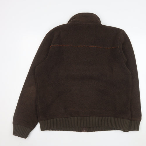 Marks and Spencer Mens Brown Fleece Zip Jacket M Blue Harbour