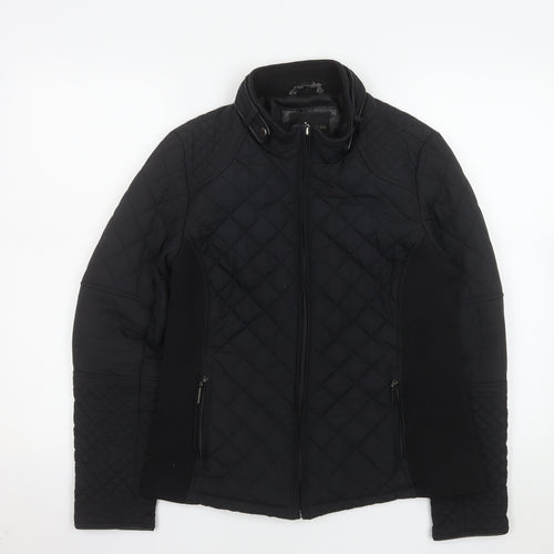 Weatherproof Womens Black Quilted Zip Jacket M Mid-Length Polyester