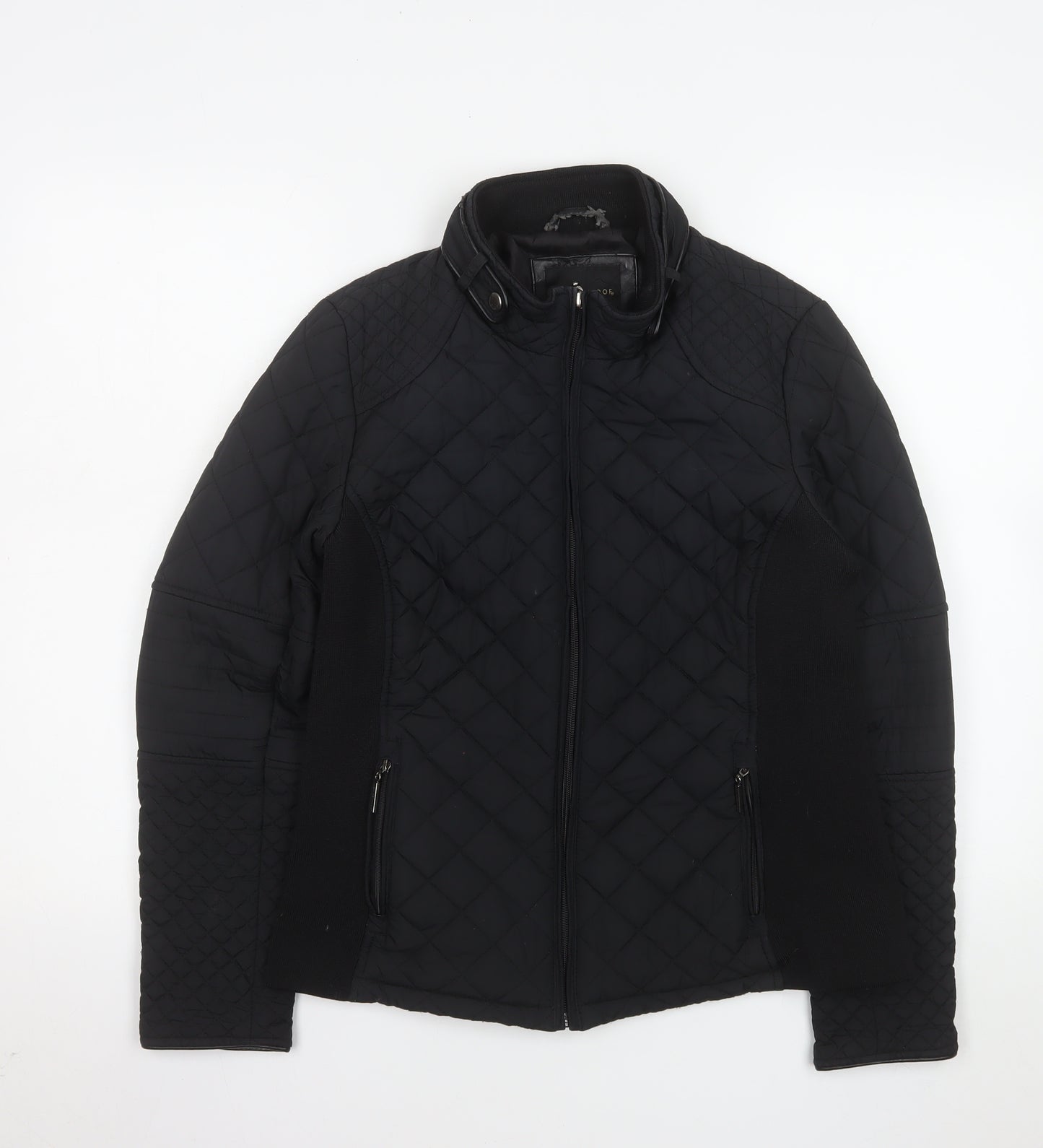 Weatherproof Womens Black Quilted Zip Jacket M Mid-Length Polyester