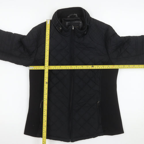 Weatherproof Womens Black Quilted Zip Jacket M Mid-Length Polyester