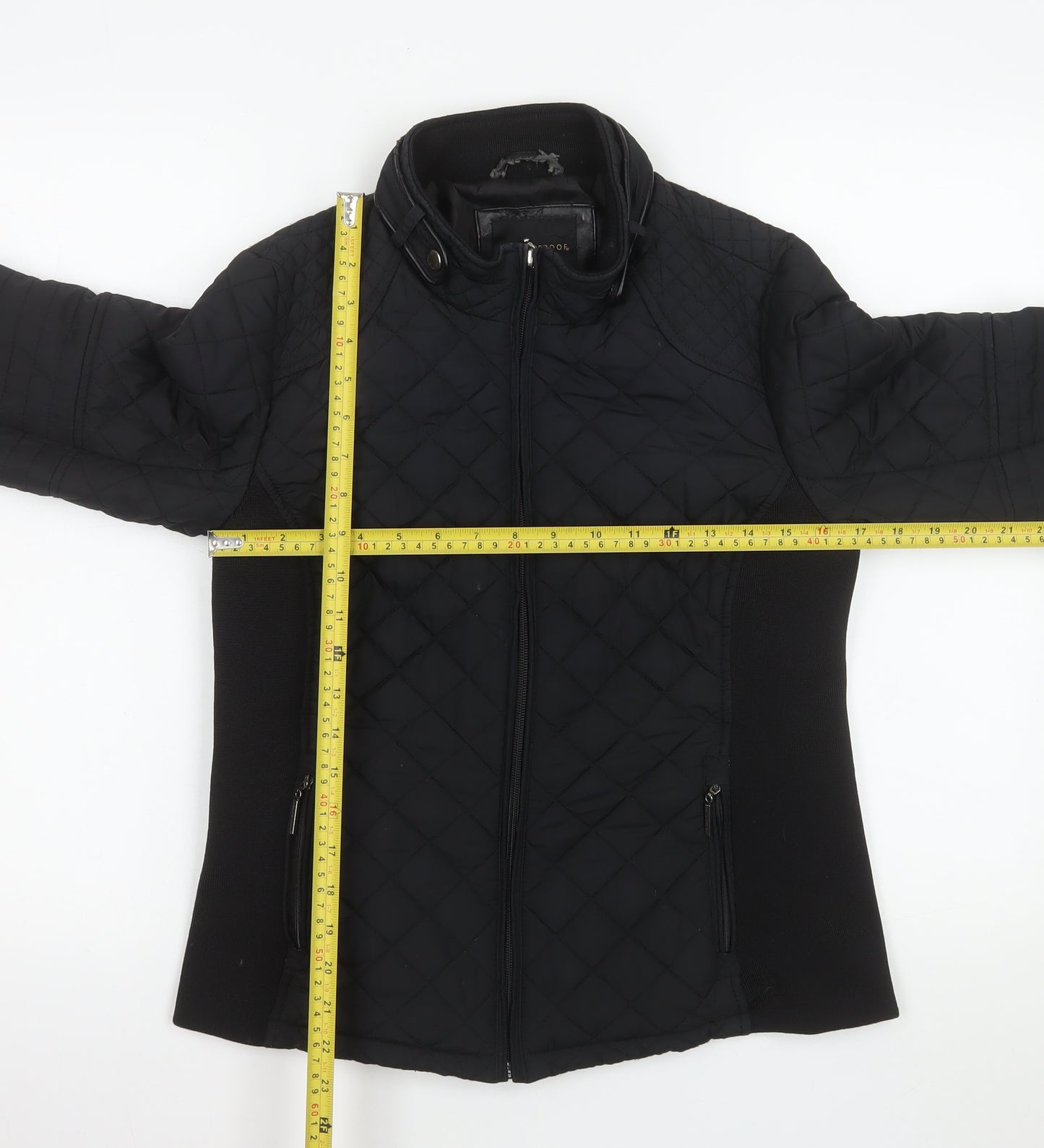 Weatherproof Womens Black Quilted Zip Jacket M Mid-Length Polyester
