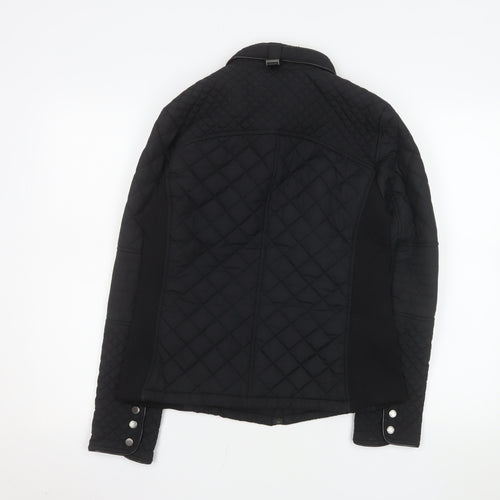 Weatherproof Womens Black Quilted Zip Jacket M Mid-Length Polyester