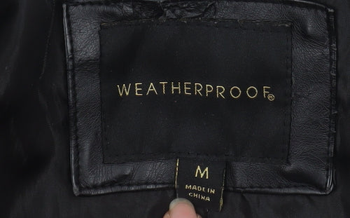 Weatherproof Womens Black Quilted Zip Jacket M Mid-Length Polyester
