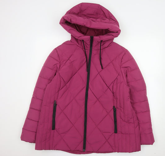 Tu Womens Pink Quilted Hooded Puffer Jacket Size 20