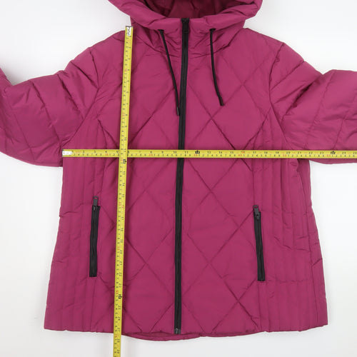 Tu Womens Pink Quilted Hooded Puffer Jacket Size 20
