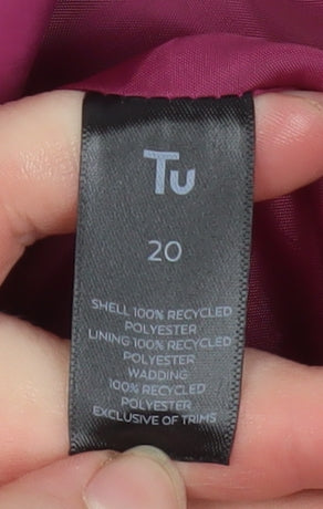 Tu Womens Pink Quilted Hooded Puffer Jacket Size 20