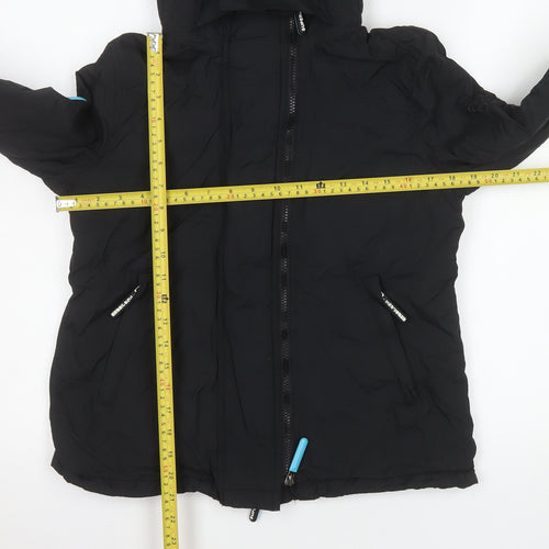 Superdry Womens Black Hooded Puffer Jacket Size 12
