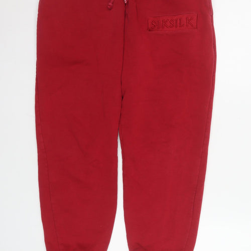 SikSilk Men Red Relaxed Fit Jogger Sweatpants Size M