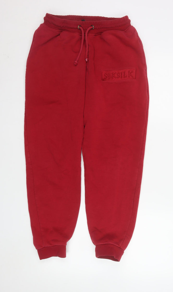 SikSilk Men Red Relaxed Fit Jogger Sweatpants Size M