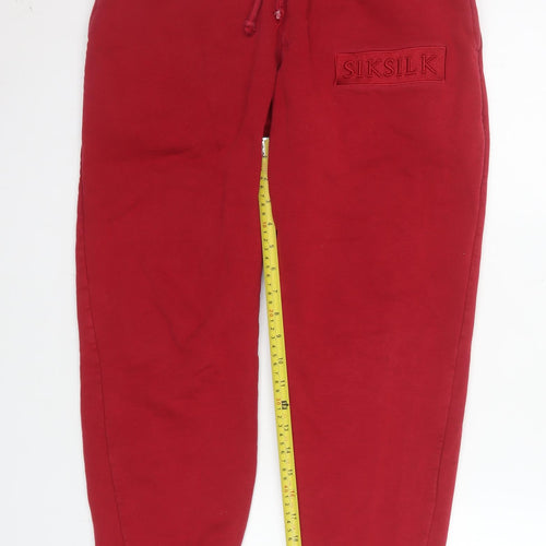 SikSilk Men Red Relaxed Fit Jogger Sweatpants Size M