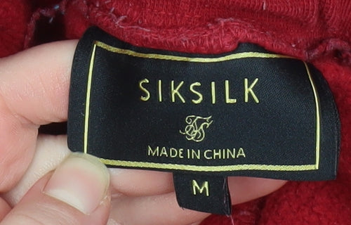 SikSilk Men Red Relaxed Fit Jogger Sweatpants Size M