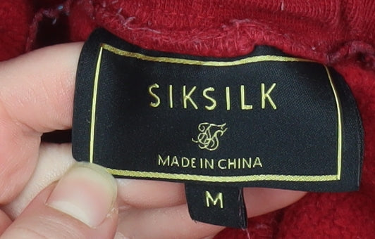 SikSilk Men Red Relaxed Fit Jogger Sweatpants Size M