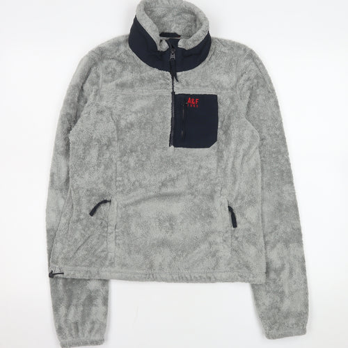 Abercrombie Men's Grey Fleece 1/4 Zip Pullover Sweatshirt Size S