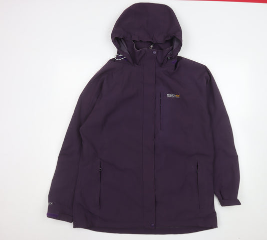 Regatta Womens Purple Waterproof Hooded Long Rain Jacket Size 18