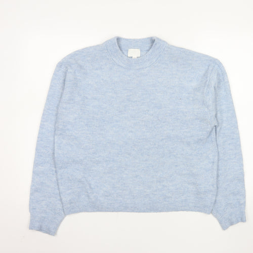 H&M Women Blue Crew Neck Knit Pullover Jumper XS