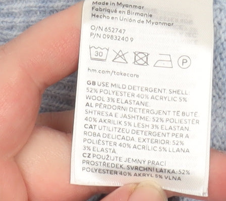 H&M Women Blue Crew Neck Knit Pullover Jumper XS