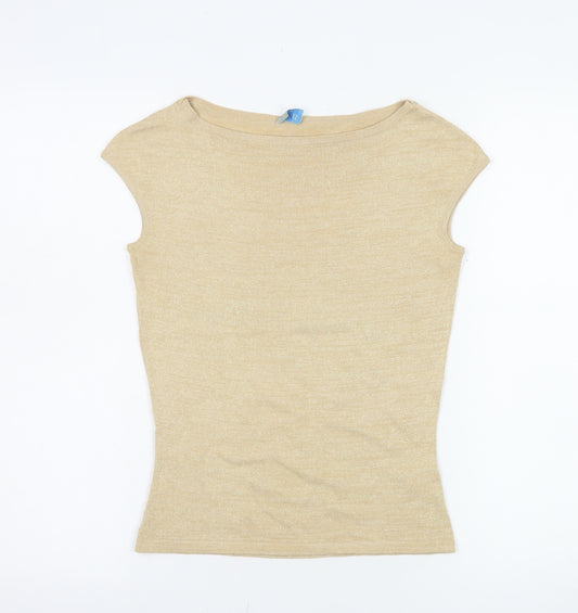 Oasis Womens Beige Glitter Knit Sleeveless Camisole Top Size 10