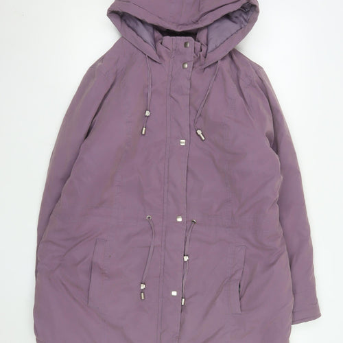 Bonmarché Women Purple Parka Jacket Size 16 Hooded Mid-Length