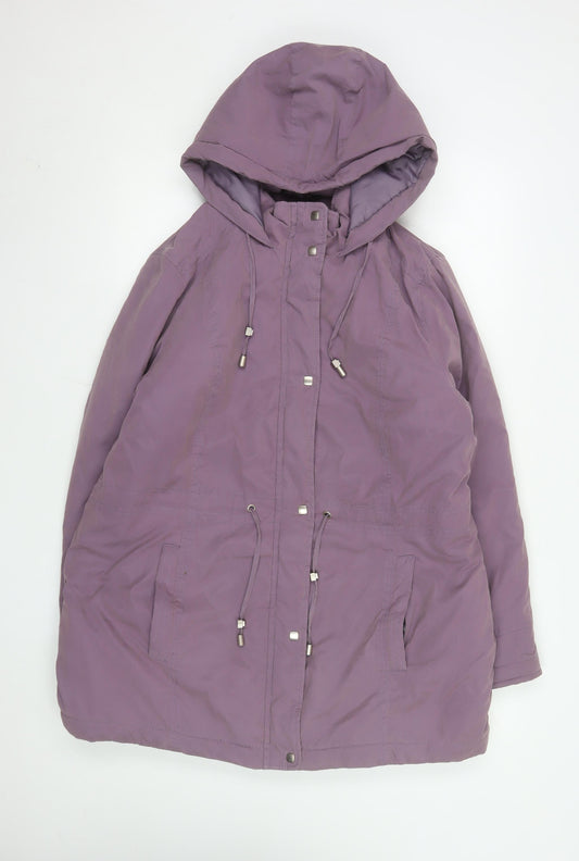 Bonmarché Women Purple Parka Jacket Size 16 Hooded Mid-Length
