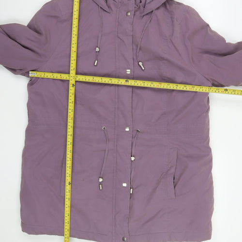 Bonmarché Women Purple Parka Jacket Size 16 Hooded Mid-Length