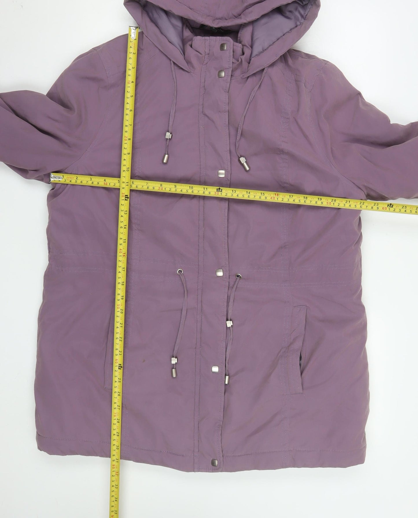 Bonmarché Women Purple Parka Jacket Size 16 Hooded Mid-Length