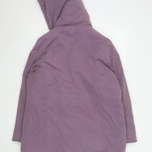 Bonmarché Women Purple Parka Jacket Size 16 Hooded Mid-Length