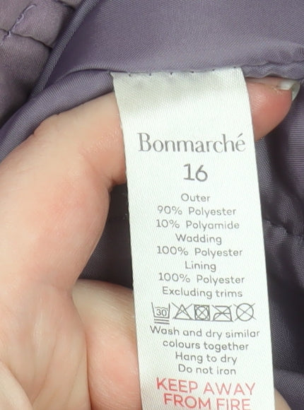 Bonmarché Women Purple Parka Jacket Size 16 Hooded Mid-Length