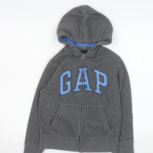 GAP Kids Girls Grey Hooded Fleece Zip Jacket 8-9 Years