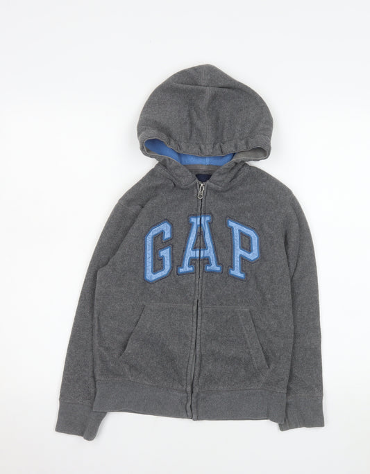 GAP Kids Girls Grey Hooded Fleece Zip Jacket 8-9 Years