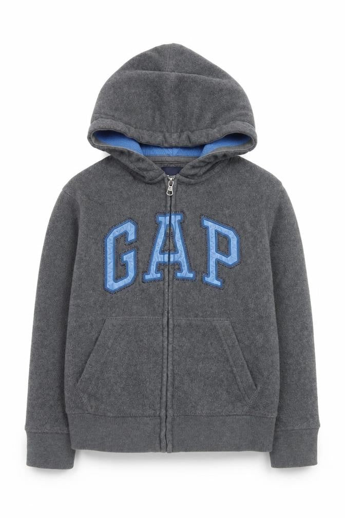 GAP Kids Girls Grey Hooded Fleece Zip Jacket 8-9 Years