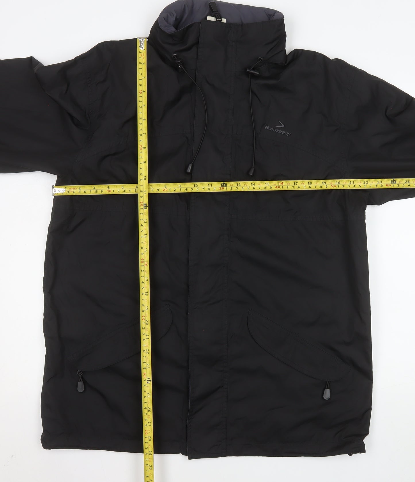 Boomerang Men's Black Polyester Hooded Parka Jacket Size 52