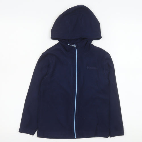 Mountain Warehouse Boys Blue Hooded Fleece Jacket 7-8 Years Full Zip Lightweight
