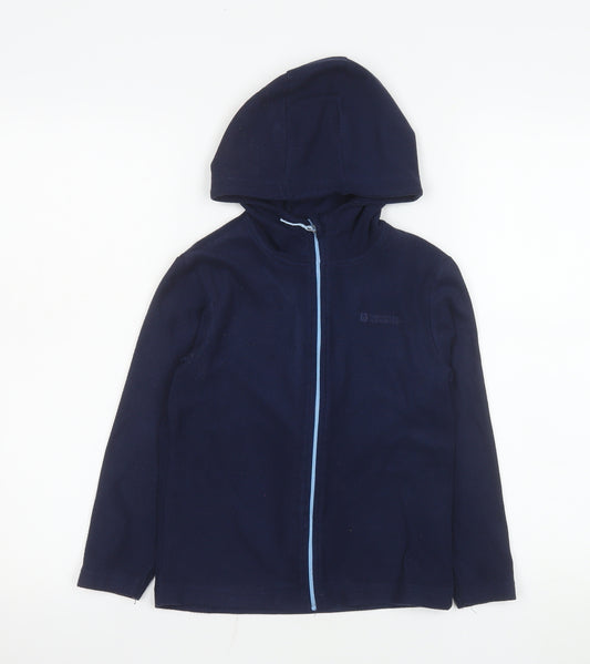 Mountain Warehouse Boys Blue Hooded Fleece Jacket 7-8 Years Full Zip Lightweight