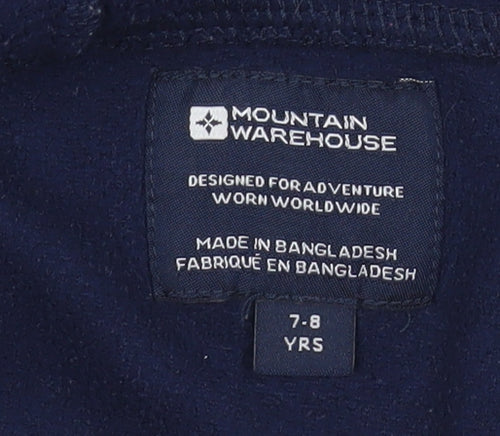 Mountain Warehouse Boys Blue Hooded Fleece Jacket 7-8 Years Full Zip Lightweight