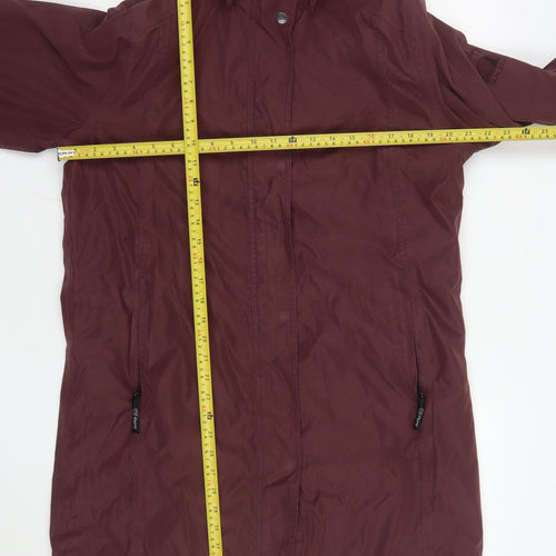 Jack Murphy Womens Brown Waterproof Long Hooded Rain Coat Size 10