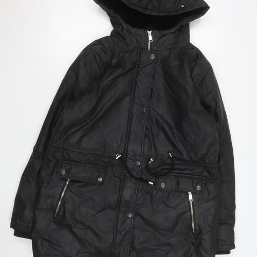 F&F Women’s Black Hooded Long Parka Coat Size 18