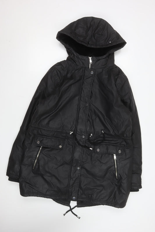 F&F Women’s Black Hooded Long Parka Coat Size 18