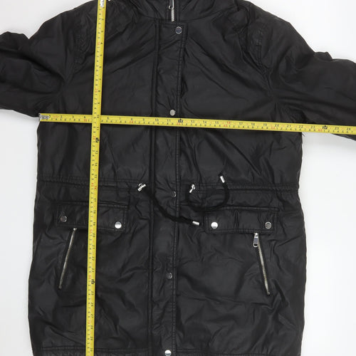 F&F Women’s Black Hooded Long Parka Coat Size 18