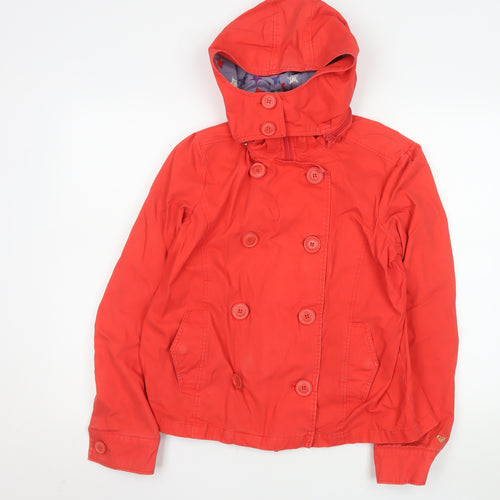 Roxy Women's Red Hooded Pea Coat Jacket Medium Cotton Casual