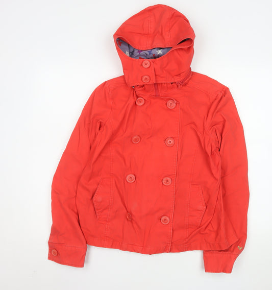 Roxy Women's Red Hooded Pea Coat Jacket Medium Cotton Casual