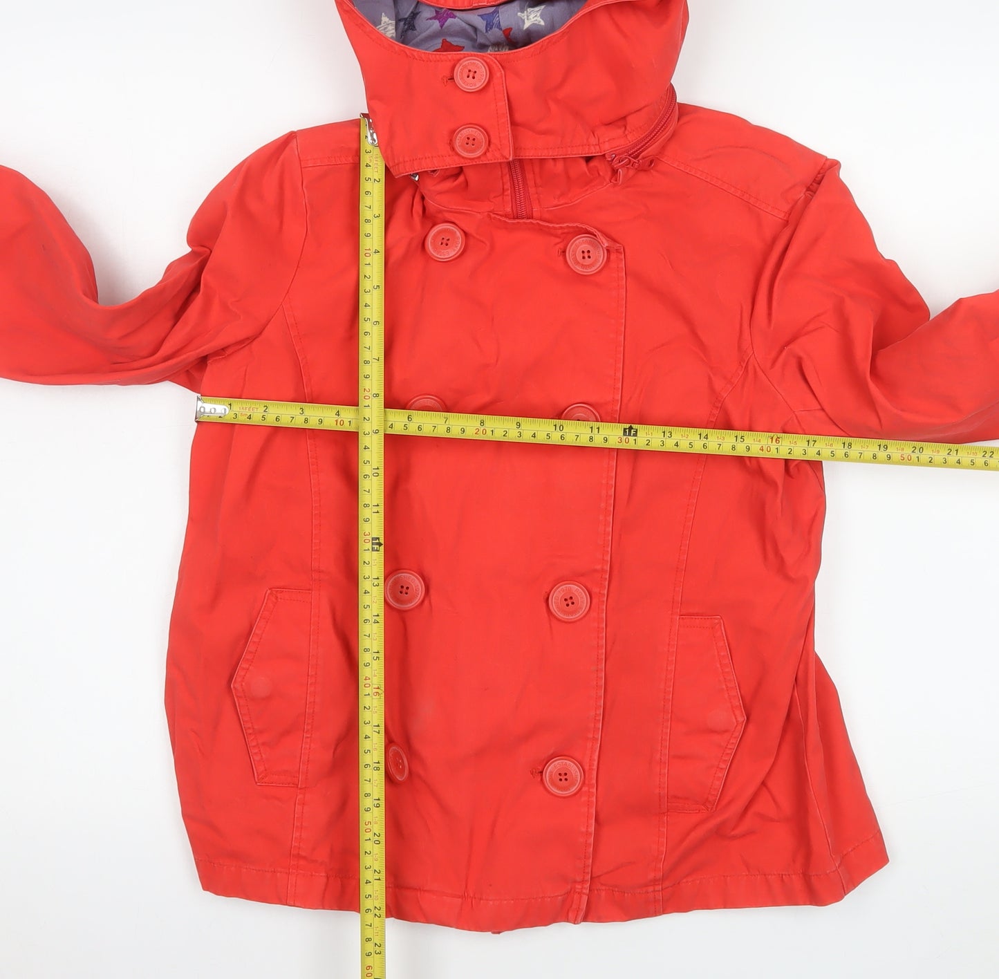 Roxy Women's Red Hooded Pea Coat Jacket Medium Cotton Casual