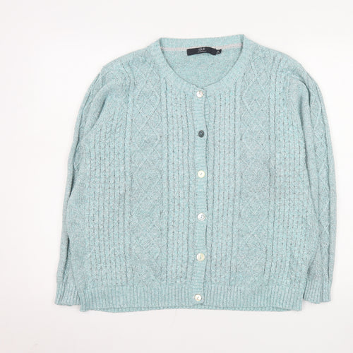 Isle Essentials Women's Green Cable Knit Button Cardigan Size 22