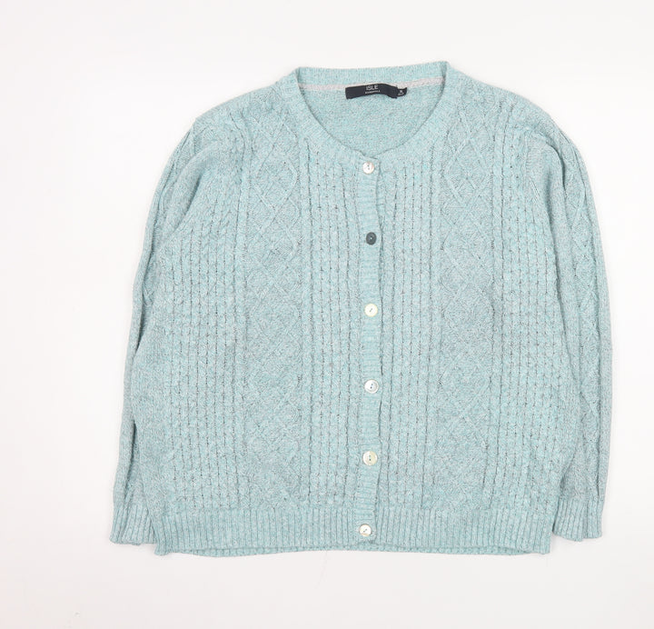 Isle Essentials Women's Green Cable Knit Button Cardigan Size 22