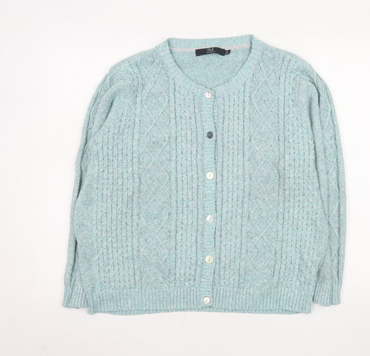 Isle Essentials Women's Green Cable Knit Button Cardigan Size 22